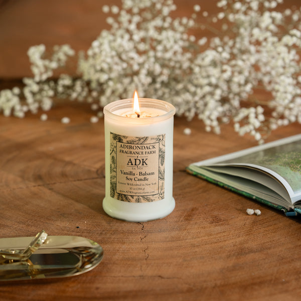 Bougie festive au baume à la vanille