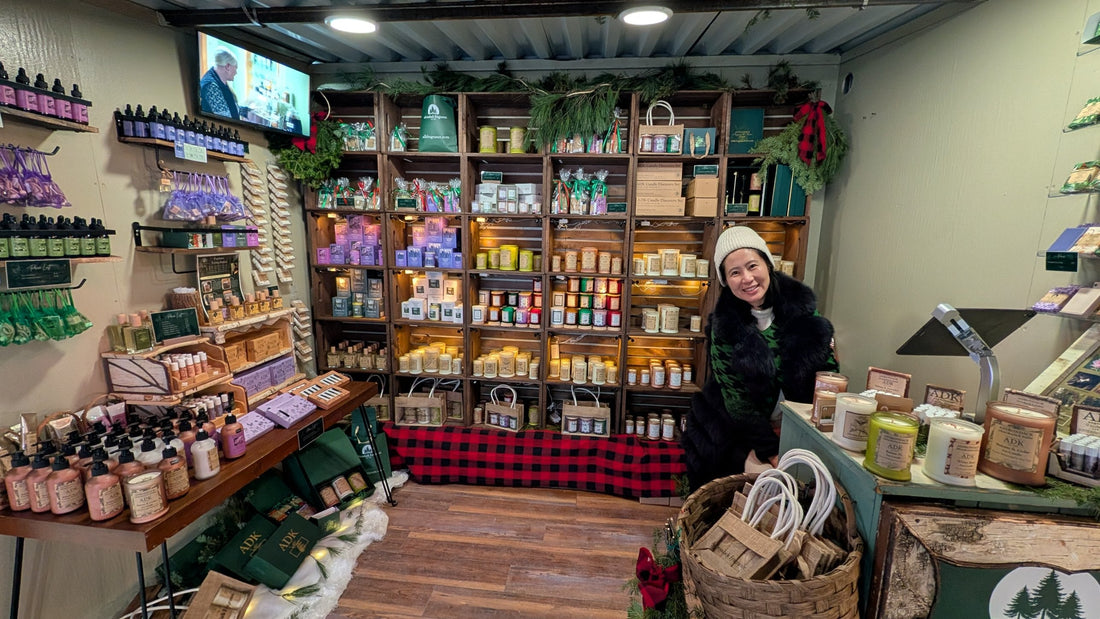 Yen in an Adirondack Fragrance Farm holiday market booth in New York City