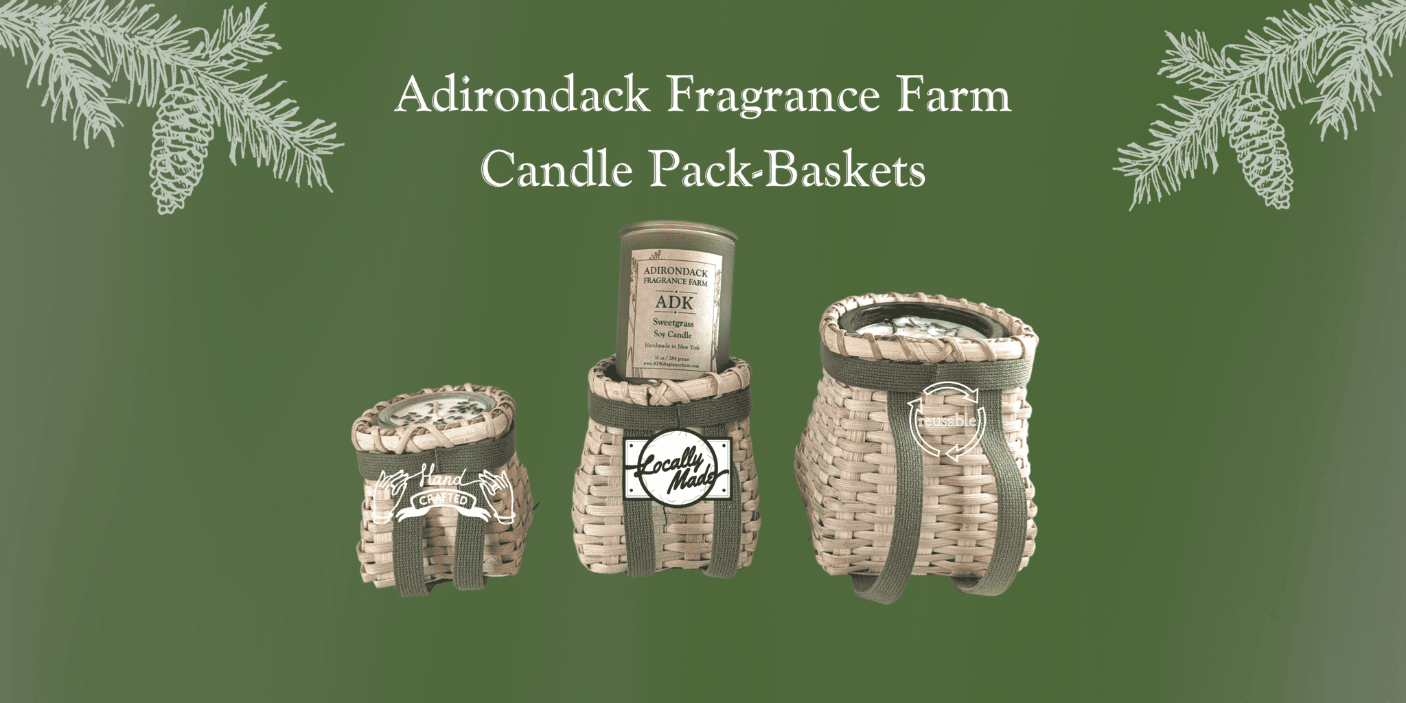 Adirondack Pack-Basket Candle Holders