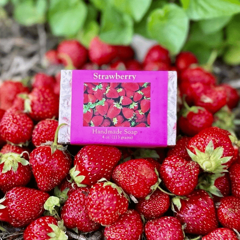 Strawberry Soap Wrapped 4oz with ADK Label