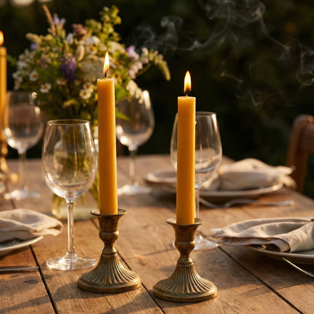 Yellow Bee's Wax Tapered Candle 2 pc