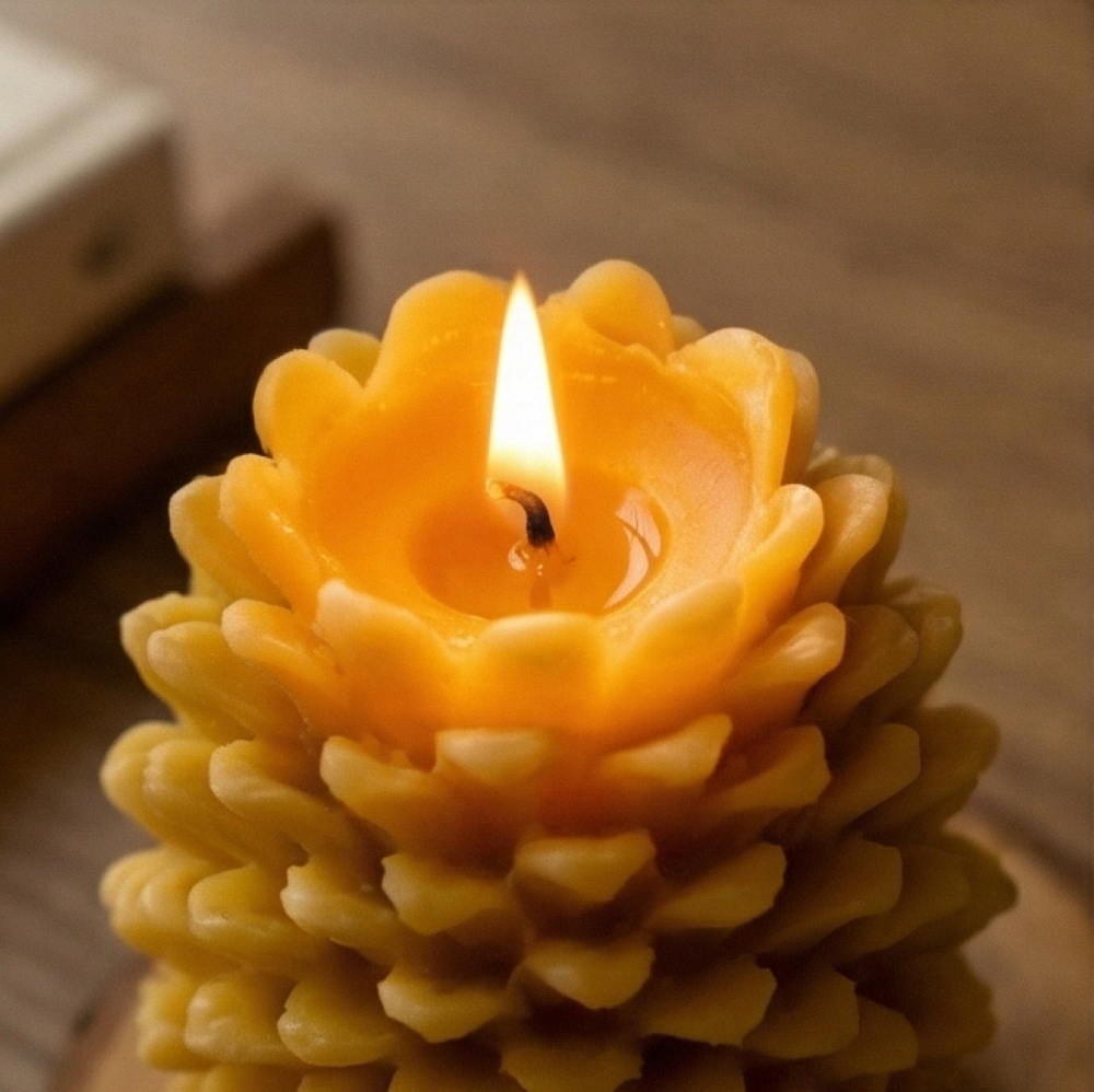 Yellow Bee's Wax Pinecone Candle 13.4oz