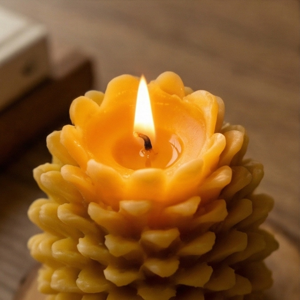 Yellow Bee's Wax Pinecone Candle 13.4oz