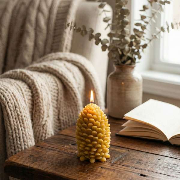 Yellow Bee's Wax Pinecone Candle 13.4oz
