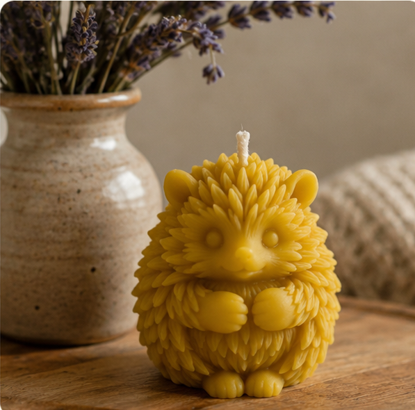 Yellow Beeswax Hedgehog Candle 7.8oz