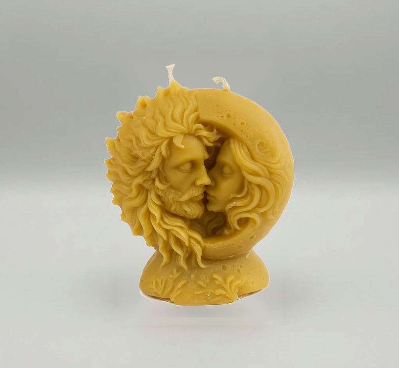 Yellow Beeswax Sun & Moon Candle 5.8oz