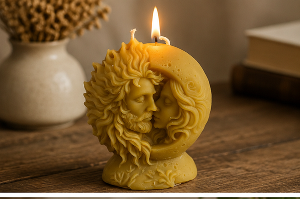 Yellow Beeswax Sun & Moon Candle 5.8oz