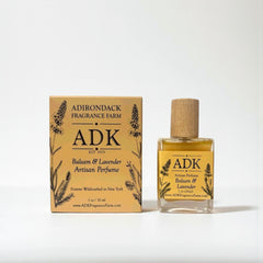 ADK Balsam & Lavender Artisan Perfume bottle and packaging on a white background